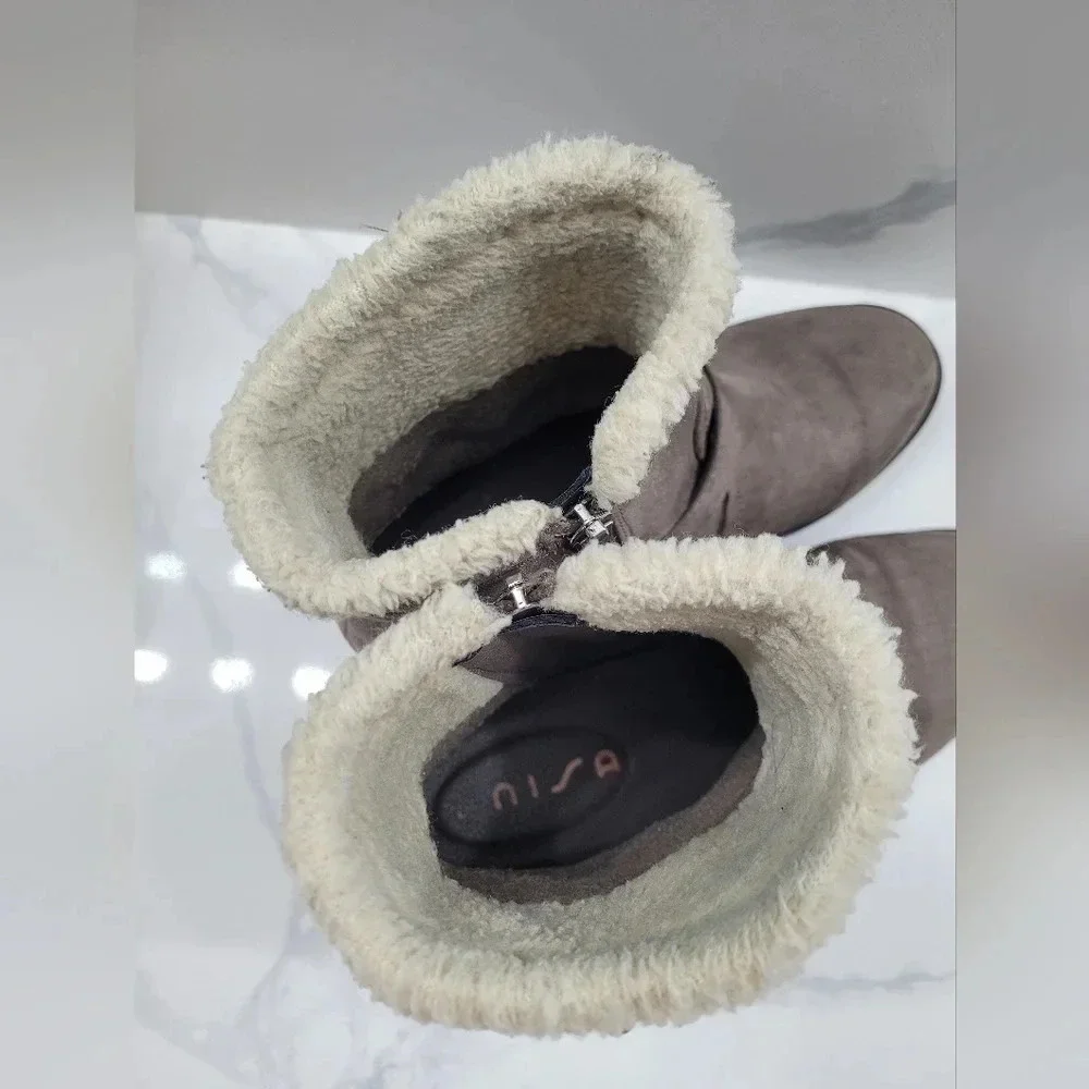 Unisa Taupe Fur Lined Ankle Bootie